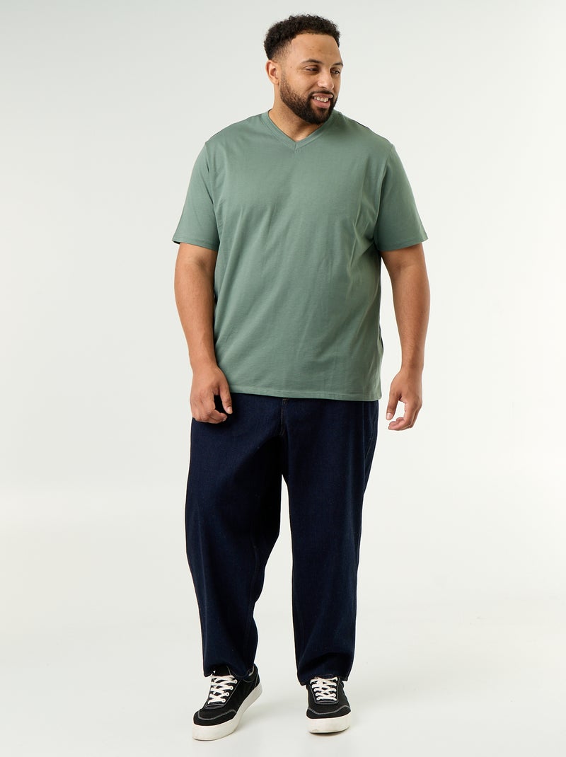 T-shirt in jersey con scollo a V Verde - Kiabi