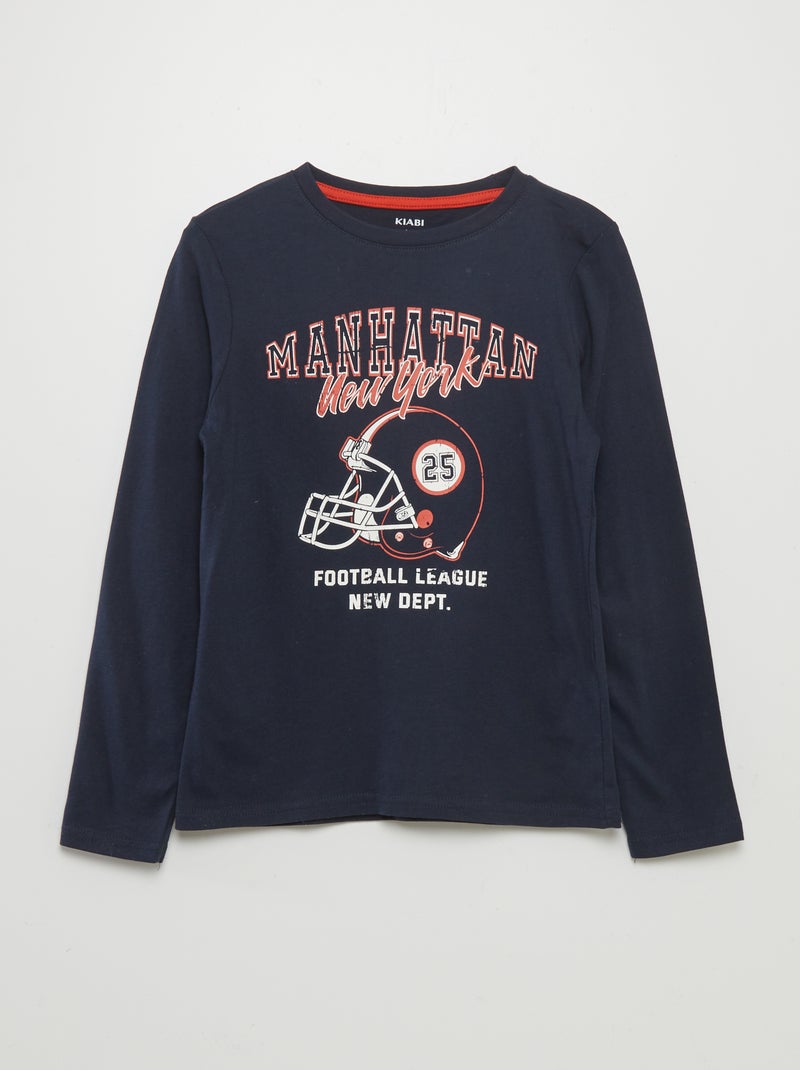 T-shirt in jersey con scollo tondo - Set di 3 BLU - Kiabi