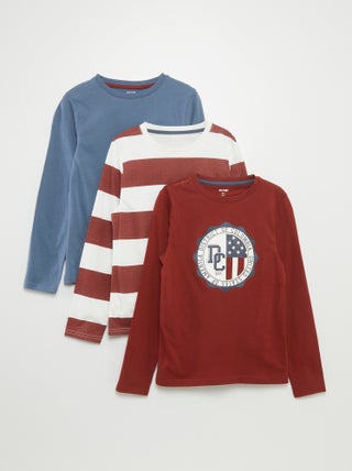 T-shirt in jersey con scollo tondo - Set di 3