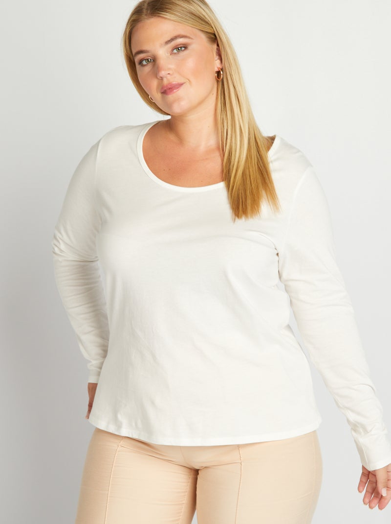 T-shirt in jersey con scollo tondo Bianco - Kiabi