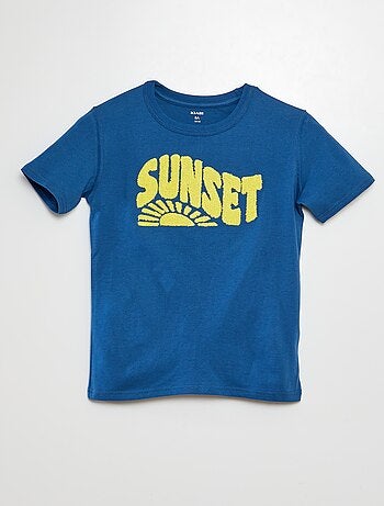 T-shirt in jersey con scritta in maglia bouclé