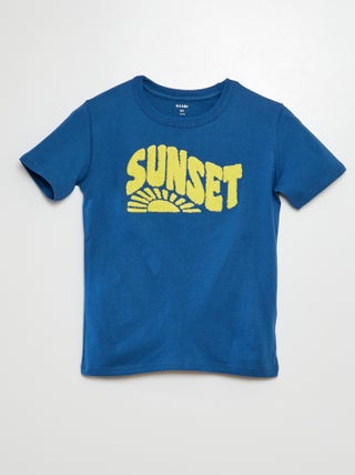 T-shirt in jersey con scritta in maglia bouclé