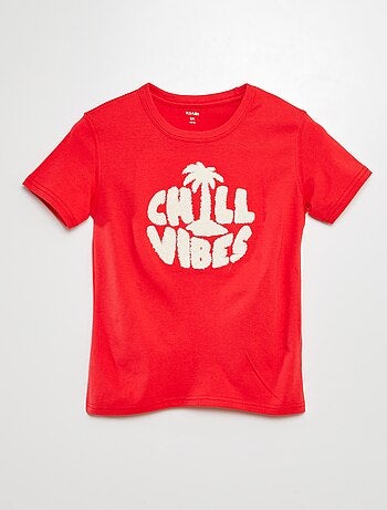 T-shirt in jersey con scritta in maglia bouclé