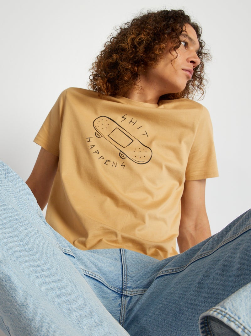 T-shirt in jersey con stampa BEIGE - Kiabi