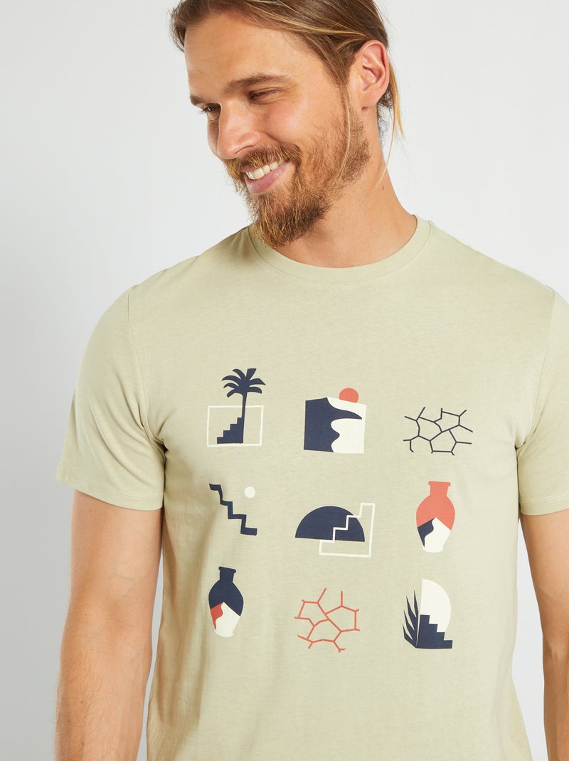 T-shirt in jersey con stampa BEIGE - Kiabi