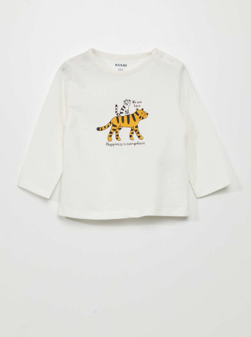 T-shirt in jersey con stampa Bianco - Kiabi