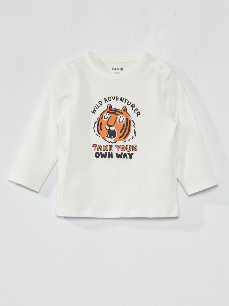 T-shirt in jersey con stampa Bianco - Kiabi