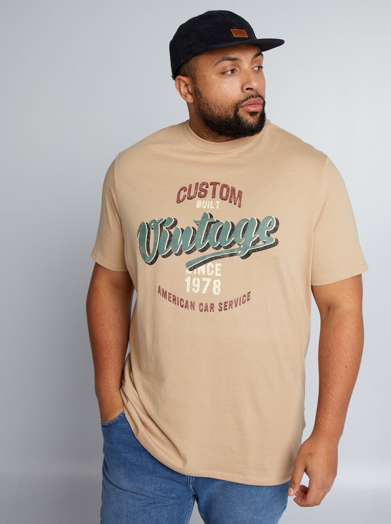 T-shirt in jersey con stampa davanti BEIGE - Kiabi
