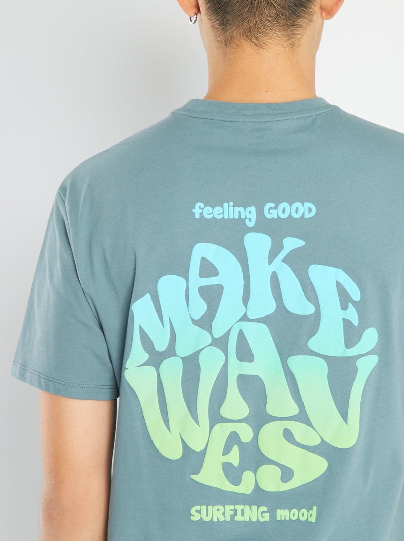 T-shirt in jersey con stampa dietro BLU - Kiabi