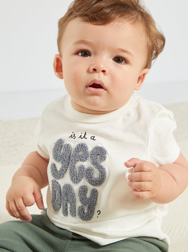 T-shirt in jersey con stampa ludica BIANCO - Kiabi