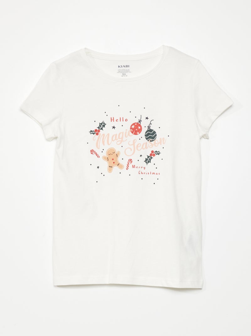 T-shirt in jersey con stampa 'Natale' BIANCO - Kiabi