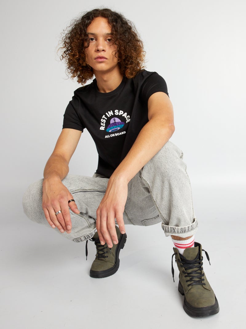 T-shirt in jersey con stampa NERO - Kiabi