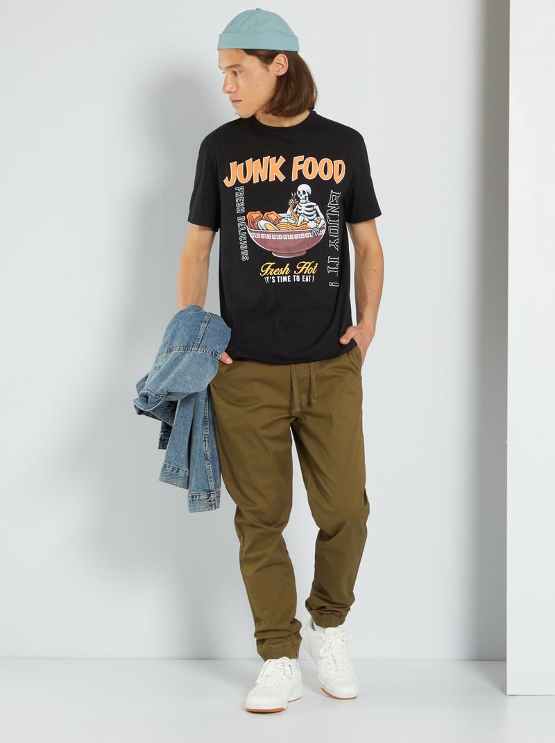 T-shirt in jersey con stampa Nero - Kiabi