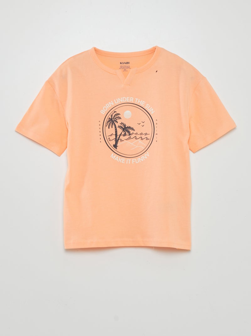 T-shirt in jersey con stampa 'palme' ARANCIONE - Kiabi