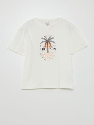 T-shirt in jersey con stampa 'palme'