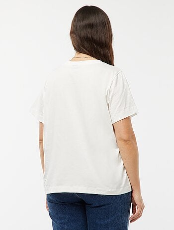 T-shirt in jersey con stampa 'rose' davanti