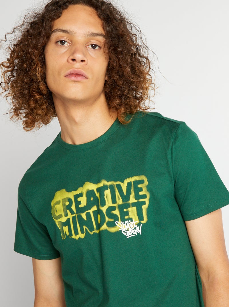 T-shirt in jersey con stampa VERDE - Kiabi