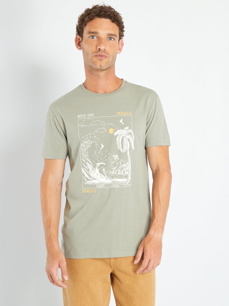 T-shirt in jersey con stampa VERDE - Kiabi