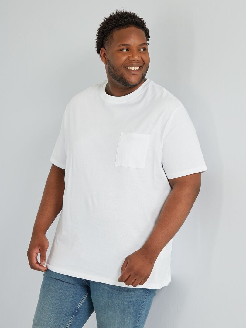 T-shirt in jersey con tasca Bianco - Kiabi