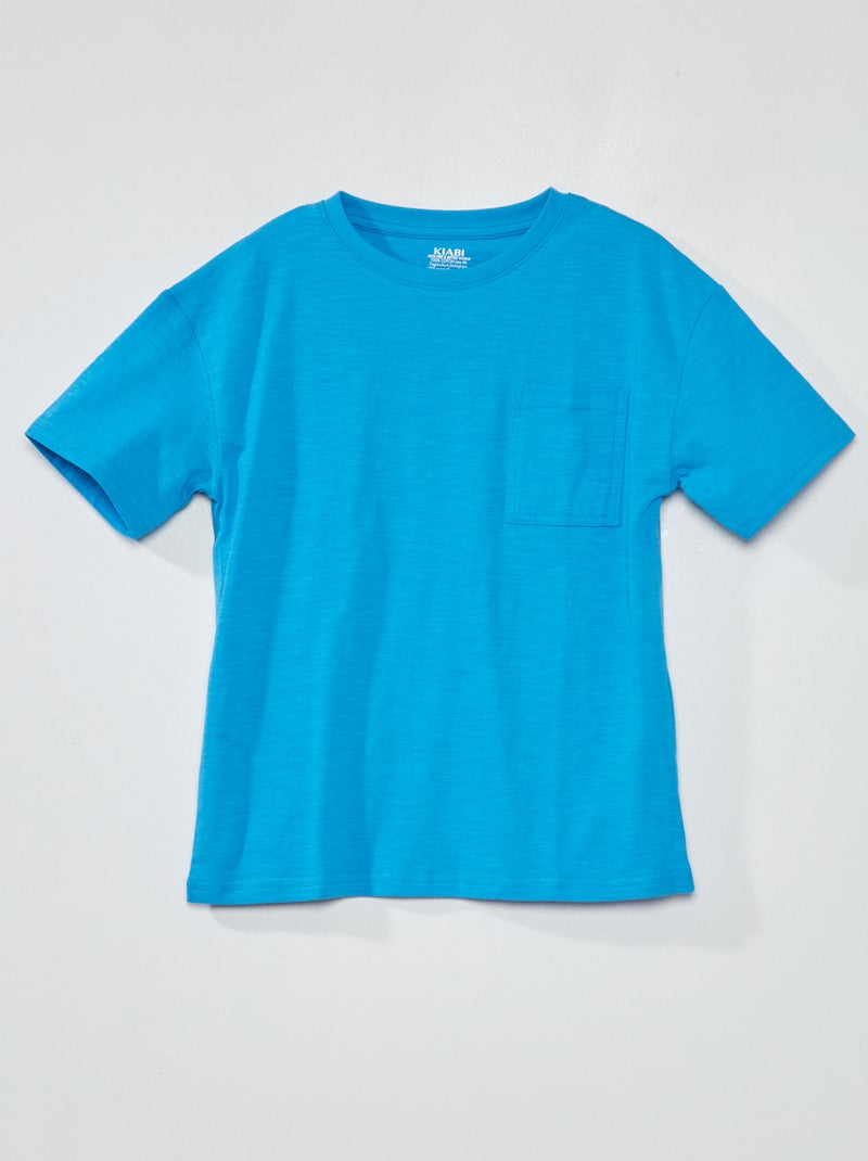 T-shirt in jersey con tasca blu - Kiabi
