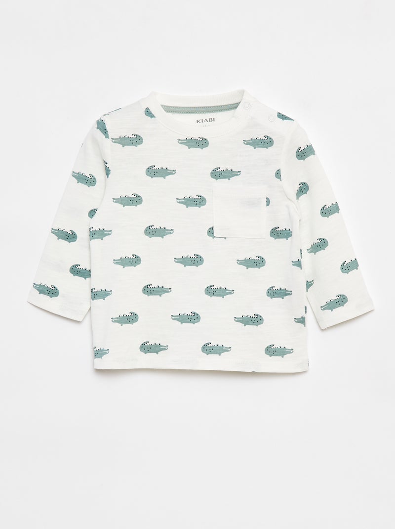 T-shirt in jersey con tasca sul petto Bianco - Kiabi