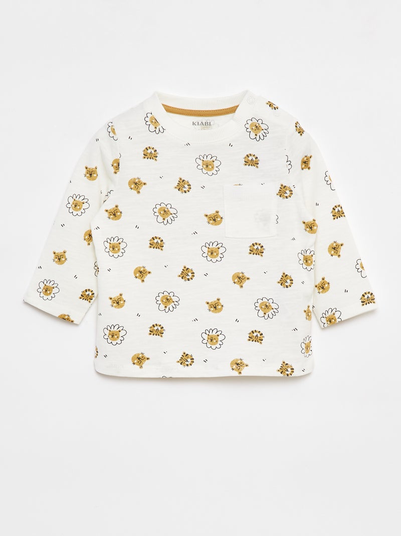 T-shirt in jersey con tasca sul petto Bianco - Kiabi