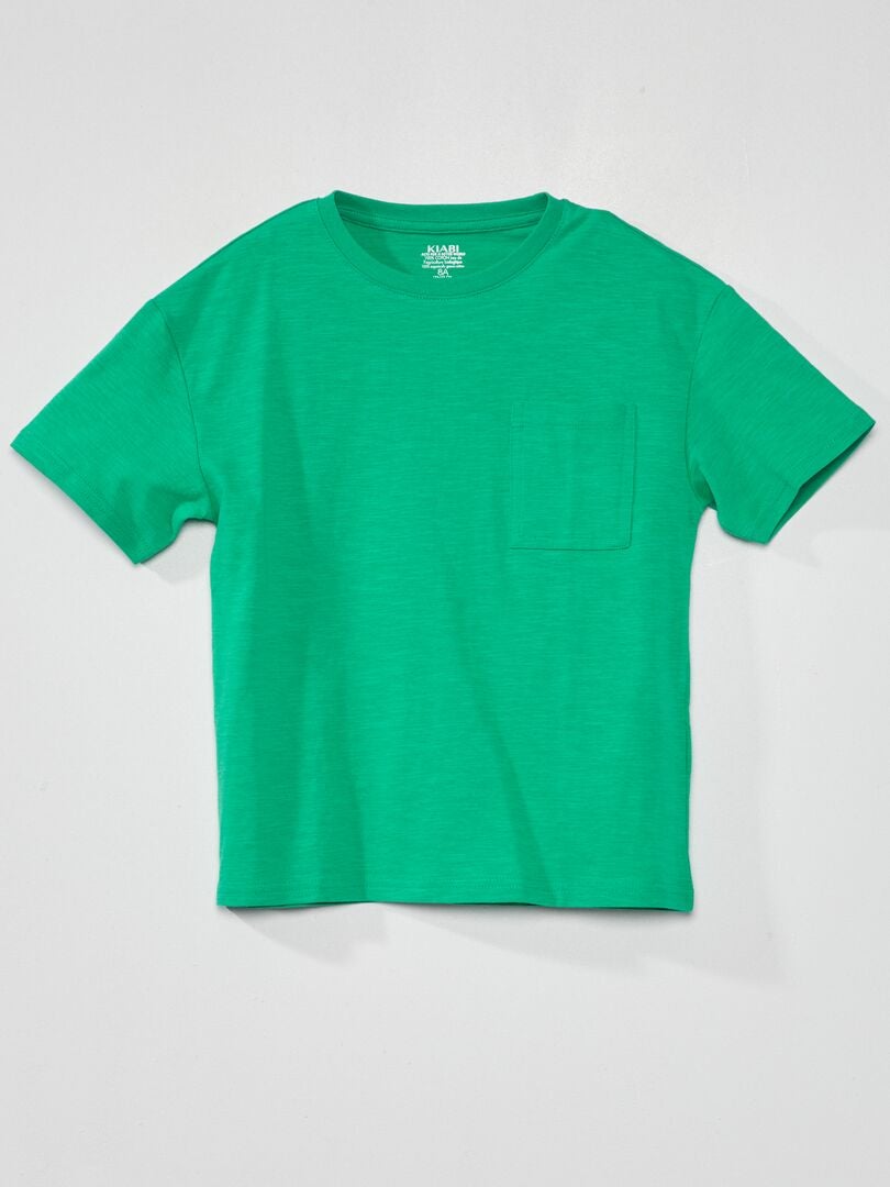 T-shirt in jersey con tasca Verde - Kiabi