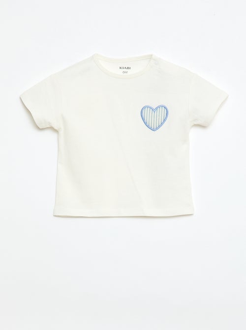 T-shirt in jersey di cotone con patch a cuore - Kiabi