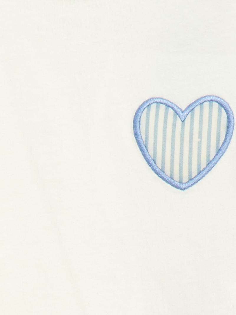 T-shirt in jersey di cotone con patch a cuore Bianco - Kiabi