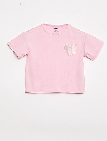 T-shirt in jersey di cotone con patch a cuore