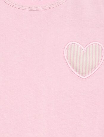 T-shirt in jersey di cotone con patch a cuore