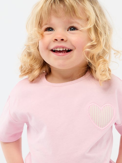 T-shirt in jersey di cotone con patch a cuore - Kiabi