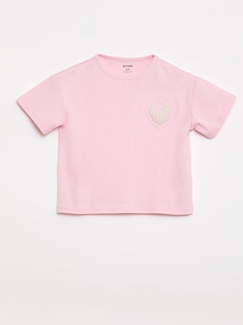 T-shirt in jersey di cotone con patch a cuore - Kiabi