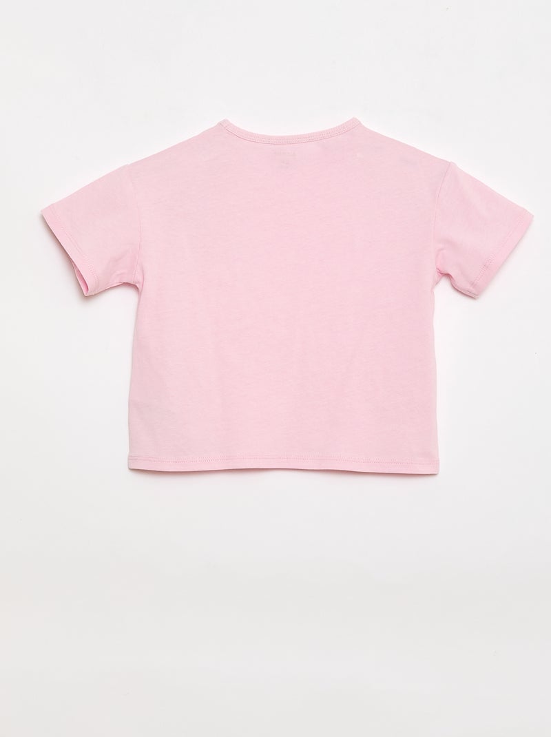 T-shirt in jersey di cotone con patch a cuore Rosa - Kiabi