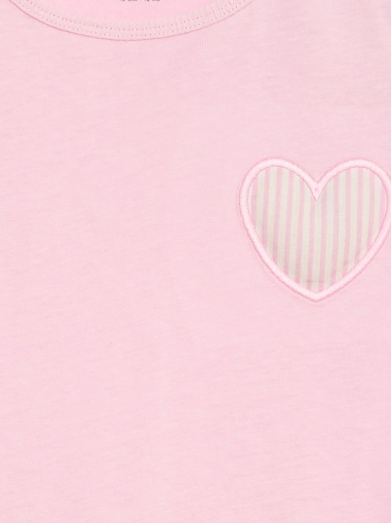 T-shirt in jersey di cotone con patch a cuore Rosa - Kiabi