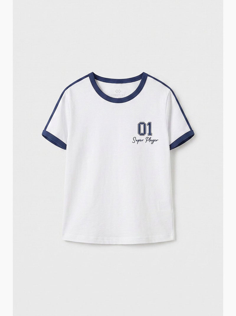T-shirt in jersey di cotone tommy Bianco - Kiabi