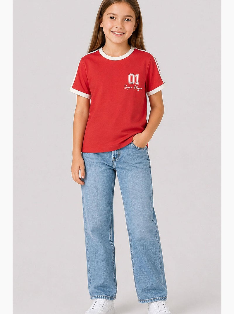 T-shirt in jersey di cotone tommy Rosso - Kiabi