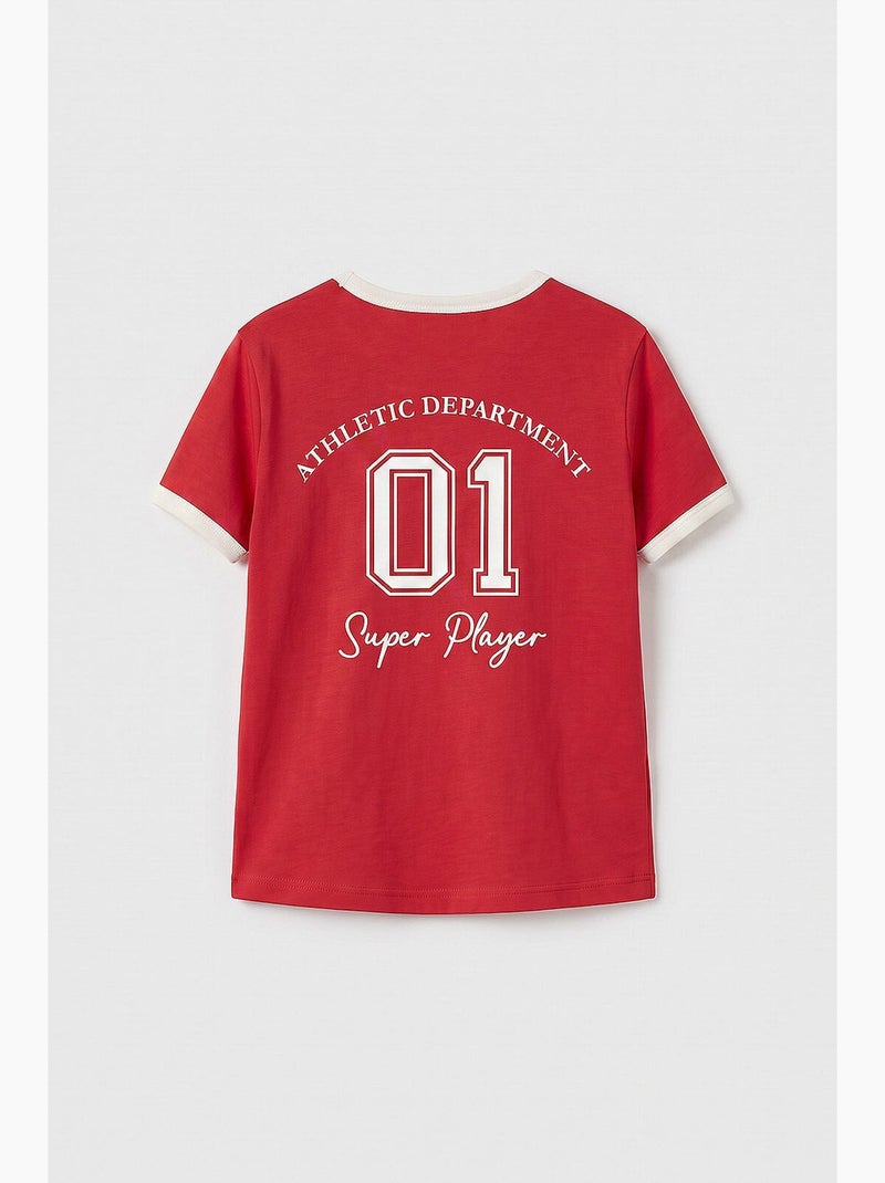 T-shirt in jersey di cotone tommy Rosso - Kiabi