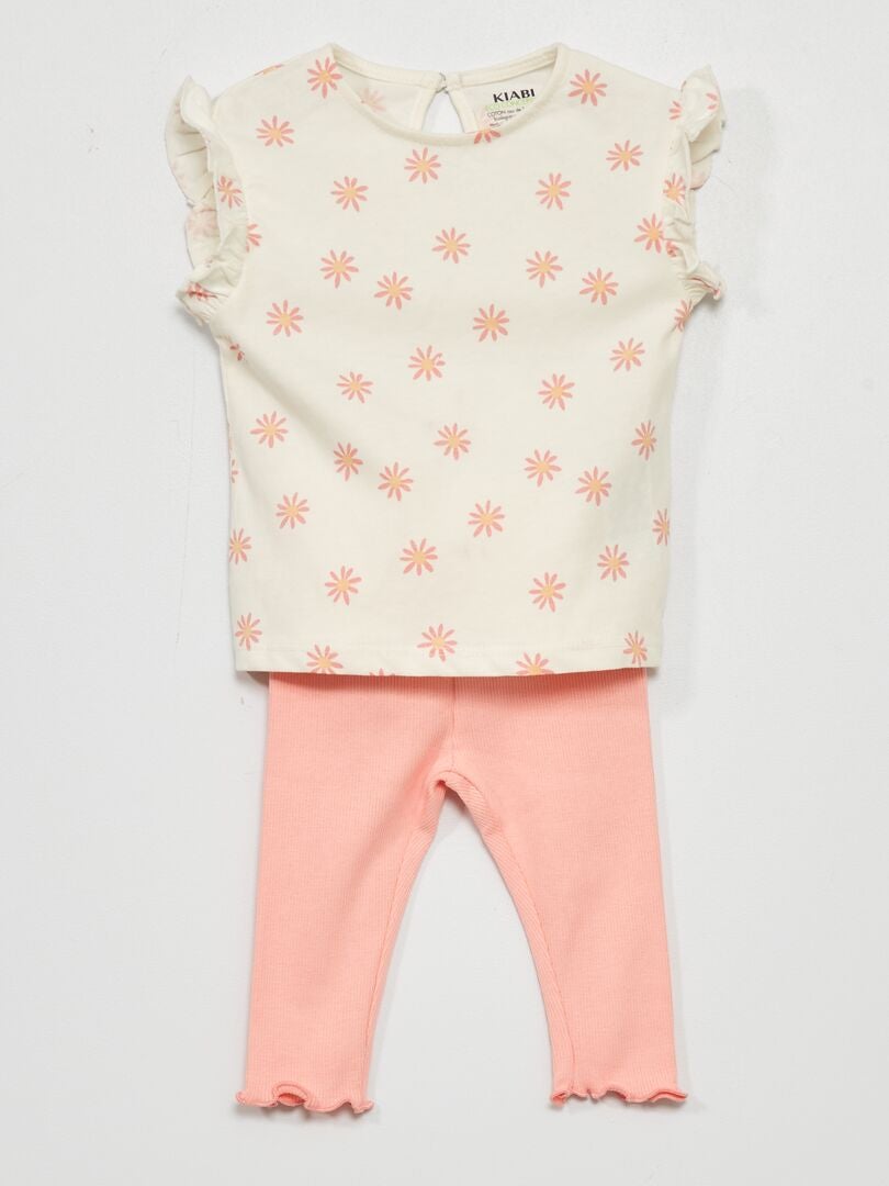 T-shirt in jersey + leggings - 2 pezzi BIANCO - Kiabi