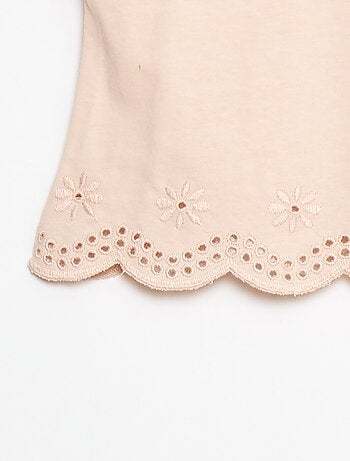 T-shirt in jersey maniche corte con ricami punto inglese