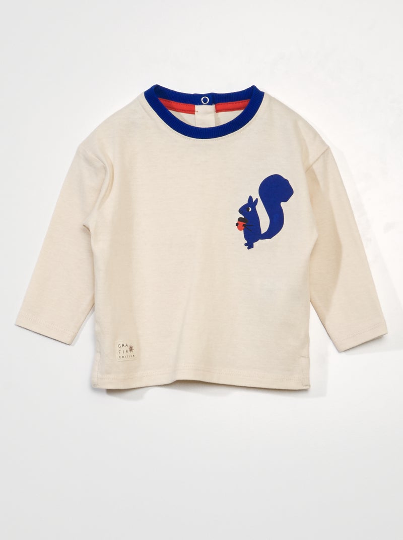 T-shirt in jersey maniche lunghe BIANCO - Kiabi