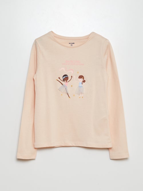 T-shirt in jersey maniche lunghe con stampa + decori in rilievo fantasia - Kiabi