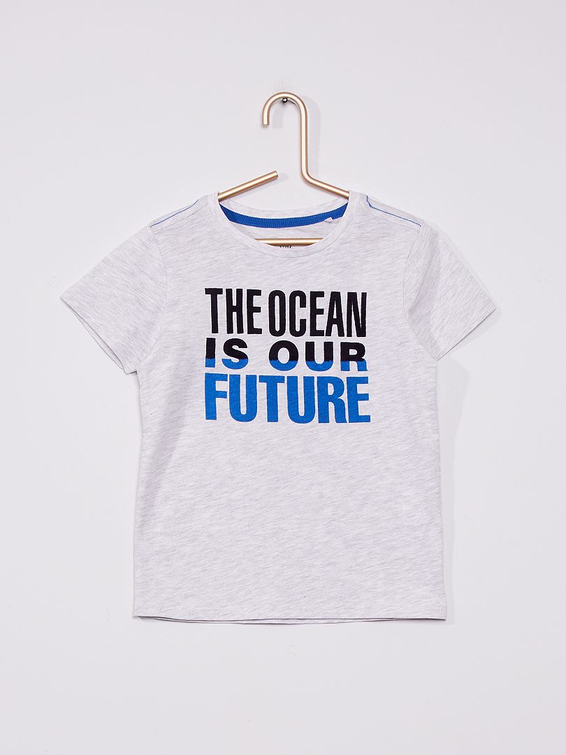T-shirt in jersey 'Ocean is our future' grigio - Kiabi