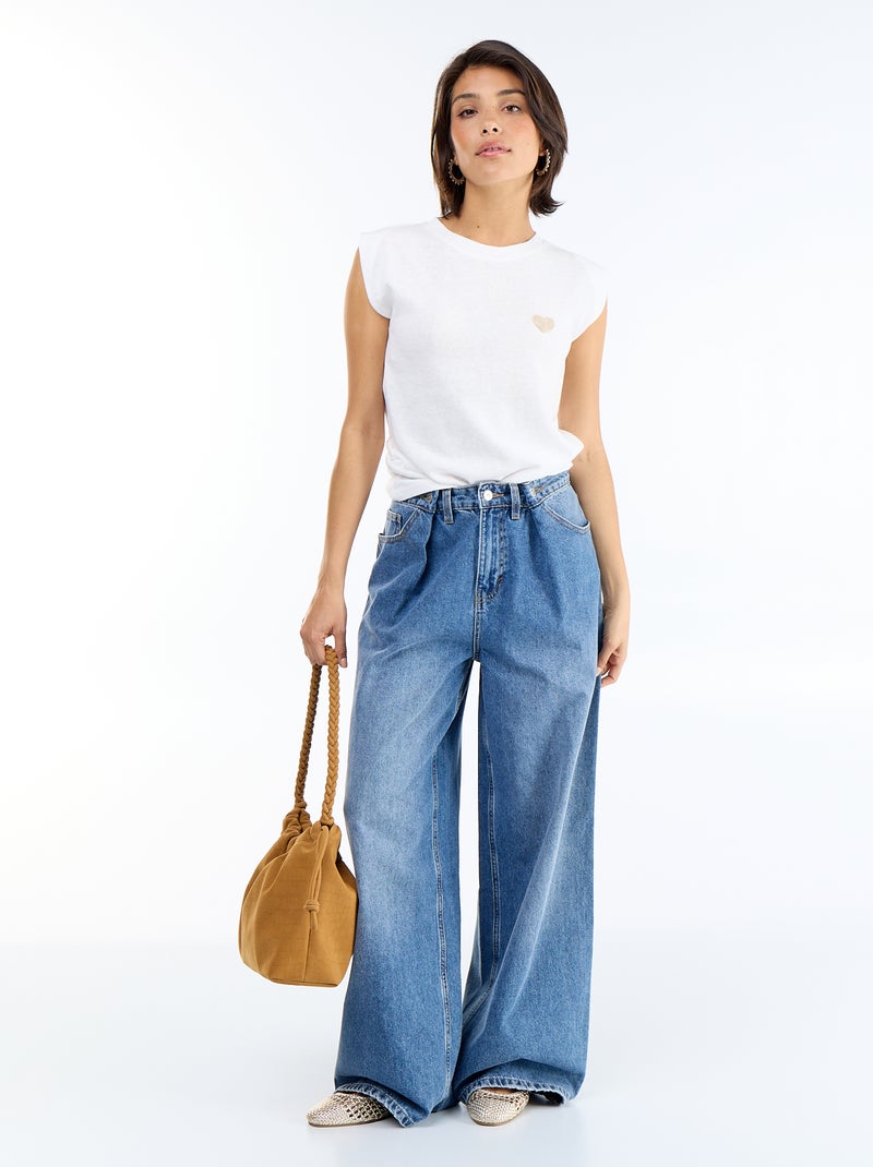 T-shirt in jersey senza maniche Beige - Kiabi