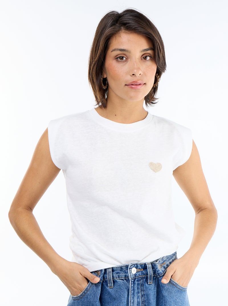 T-shirt in jersey senza maniche Beige - Kiabi