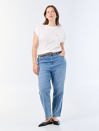 T-shirt in jersey senza maniche con piccolo ricamo sul petto