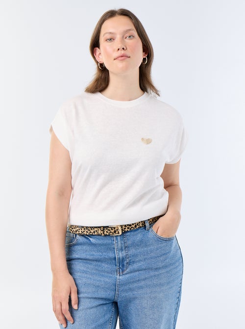 T-shirt in jersey senza maniche con piccolo ricamo sul petto - Kiabi