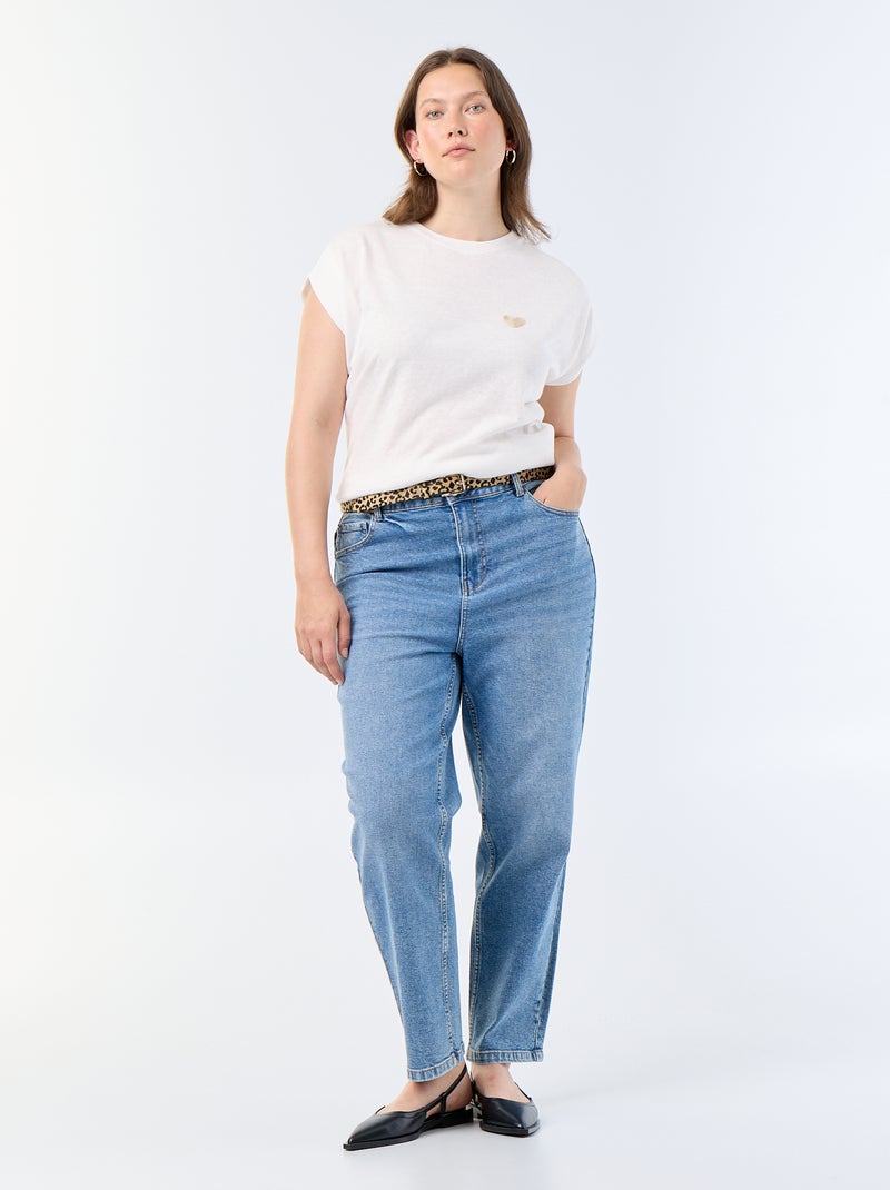 T-shirt in jersey senza maniche con piccolo ricamo sul petto Beige - Kiabi