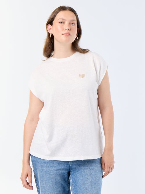 T-shirt in jersey senza maniche con piccolo ricamo sul petto - Kiabi