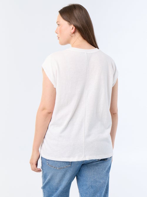 T-shirt in jersey senza maniche con piccolo ricamo sul petto - Kiabi